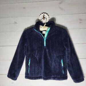 NWT Crewcuts by J. Crew Girl's Navy Blue Fleece Pullover Quarter Zip Size 8.